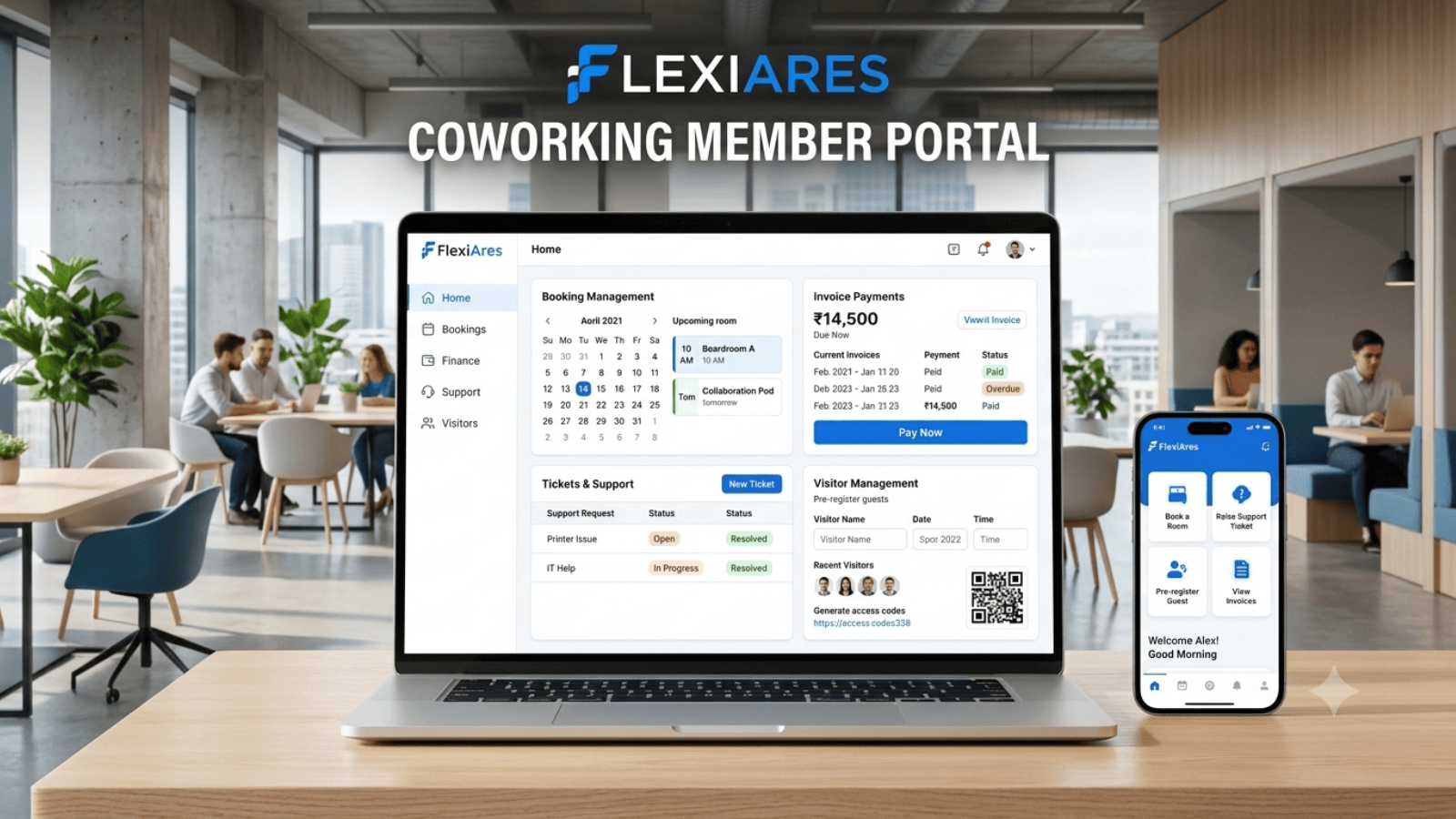 Member booking and invoice management portal in FlexiAres