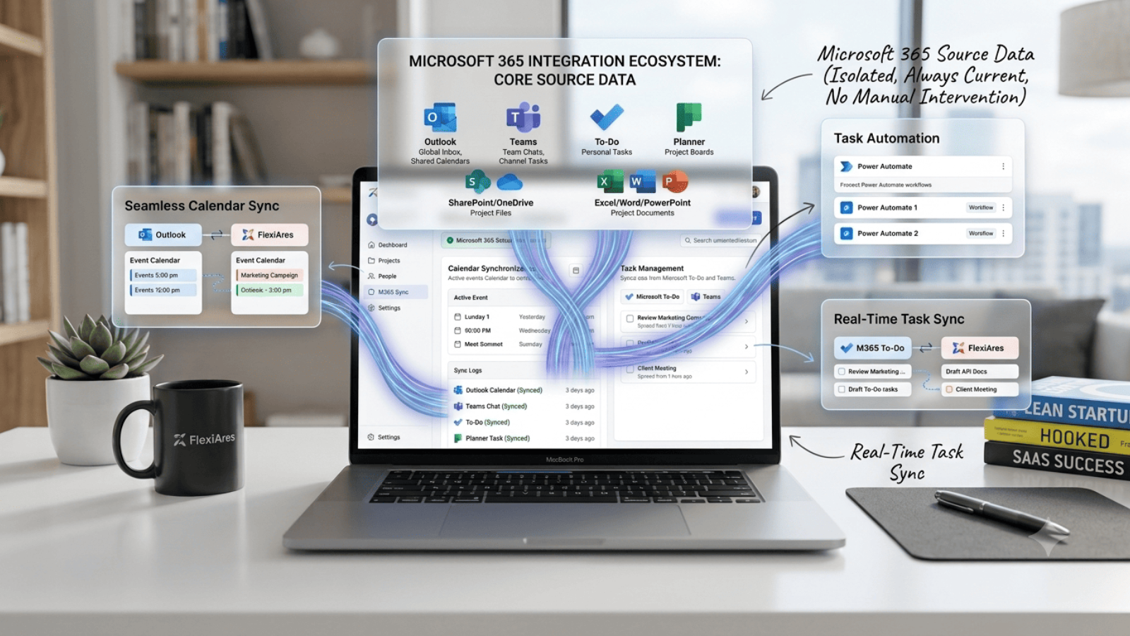 Microsoft 365 calendar and task sync in FlexiAres