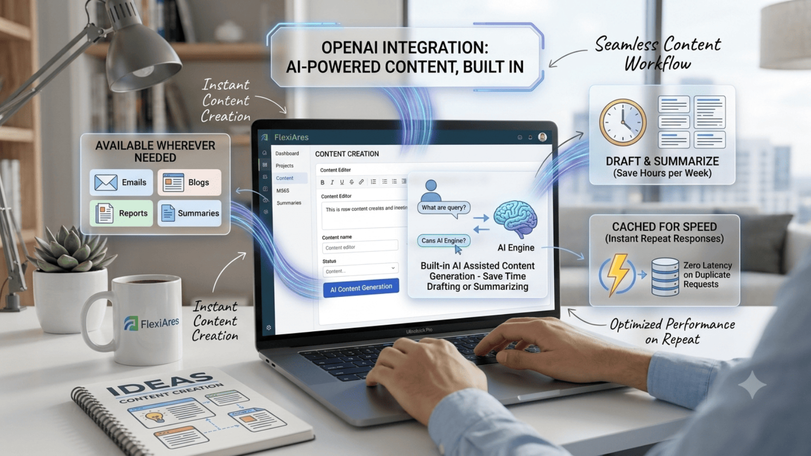 AI-powered content generation in FlexiAres