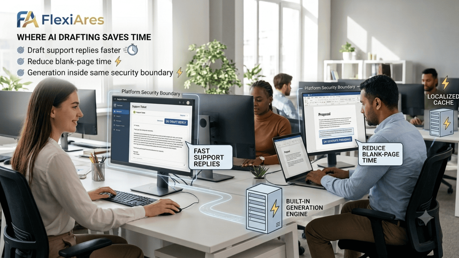 Cached AI content generation in FlexiAres