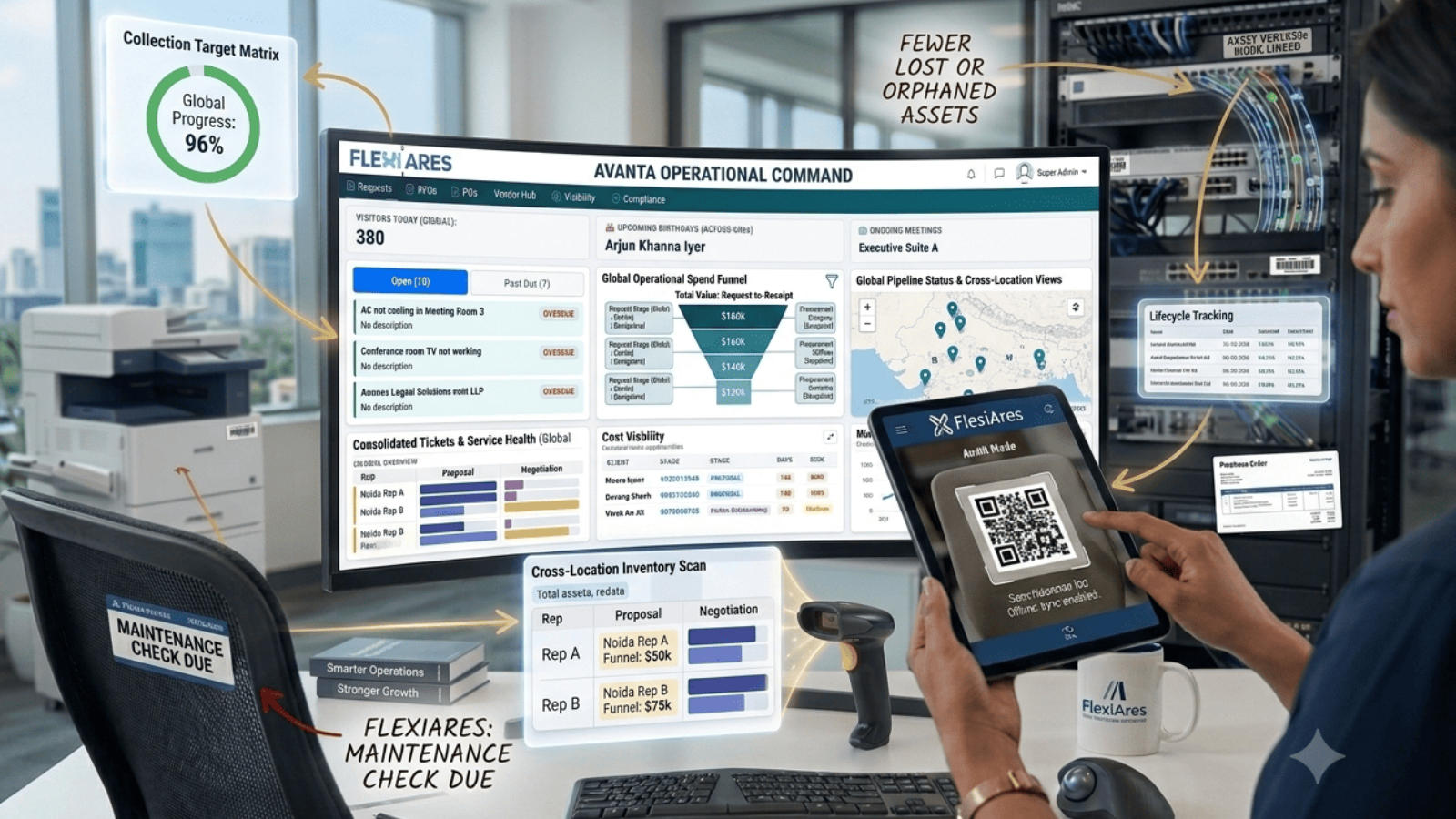 Role-based access control and role-specific dashboards in FlexiAres