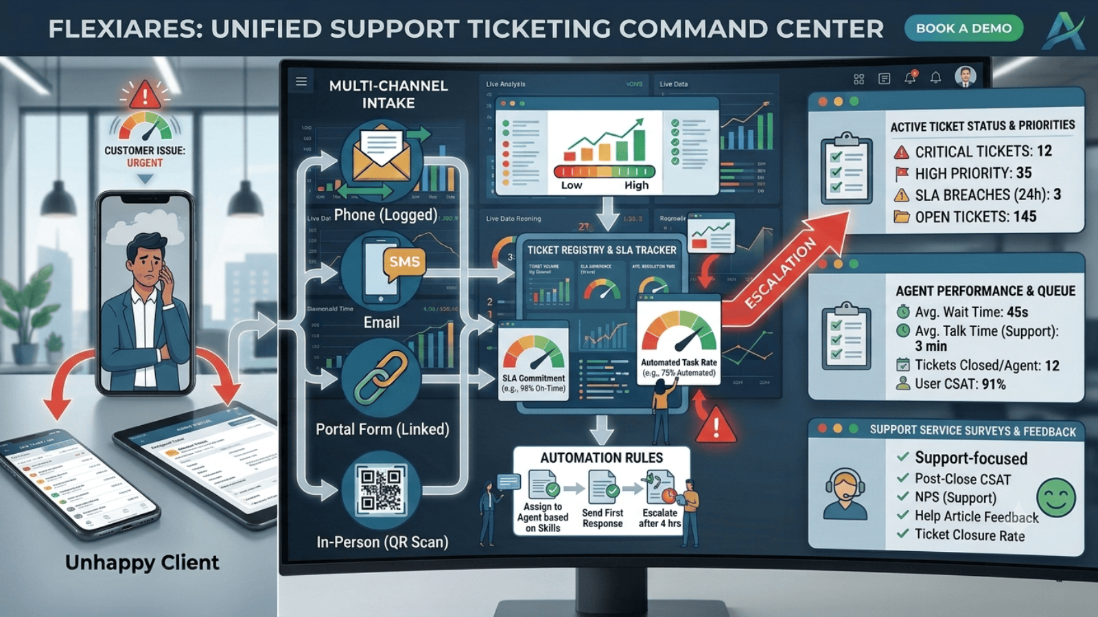 Support ticketing and SLA management in FlexiAres