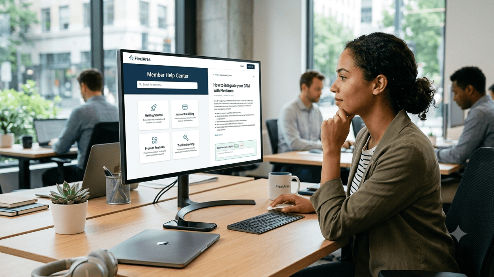 Categorized help center articles in FlexiAres